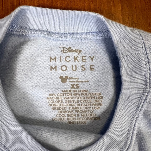 Disney Mickey Mouse Baby Blue Crewneck Sweatshirt Women's‎ XS Cartoon Graphic - Picture 3 of 8